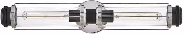 Netlighting Masthead 2 Light Modern Outdoor Wall Light in Grey with Polished Chrome and Black Finish, IP44 Rated – 1