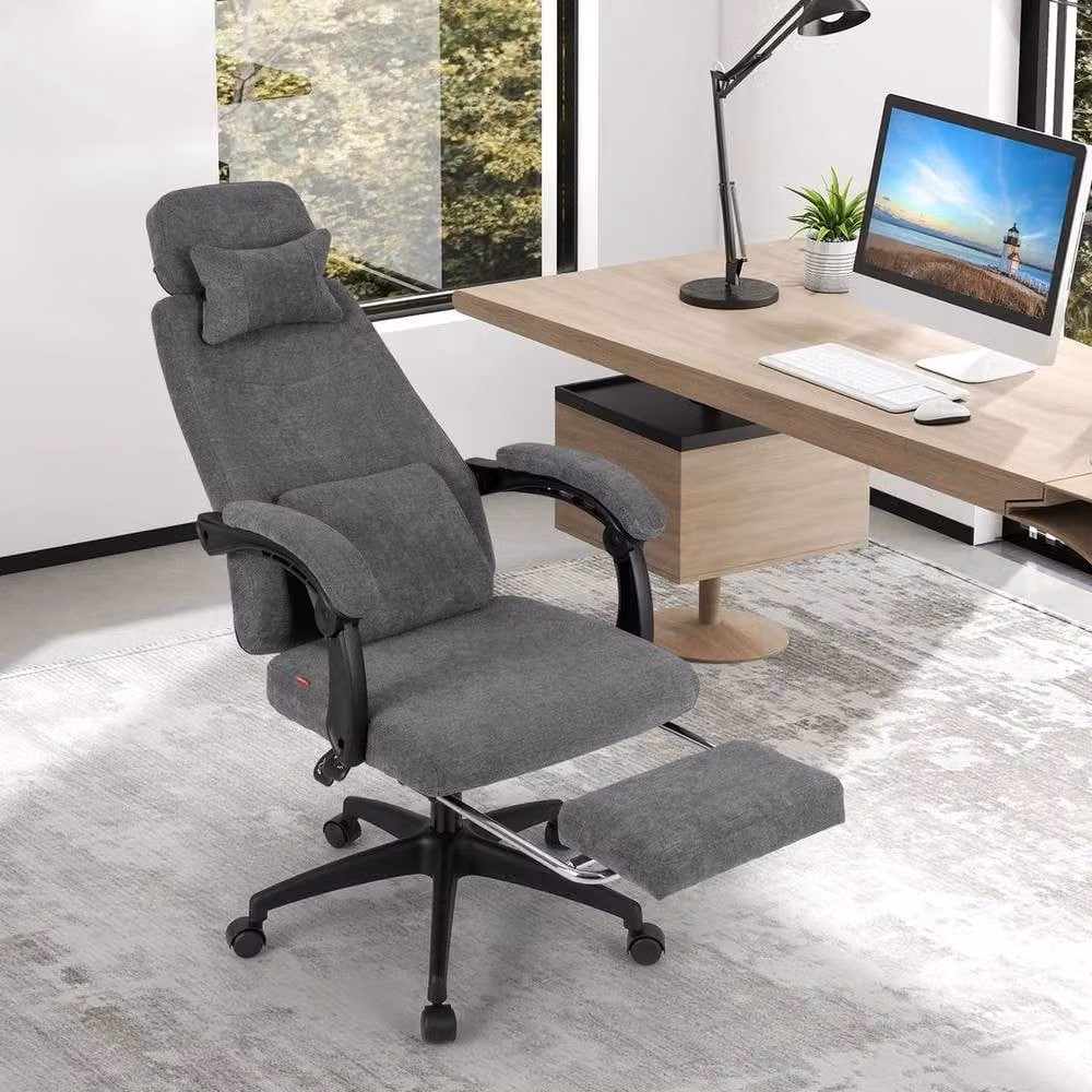 KORVIXA Grey Fabric Executive Chair with Headrest and Armrests, Height: 100 cm – 3