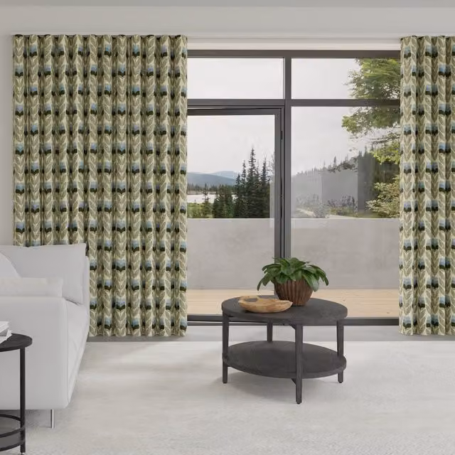 Orla Kiely Rosebud Made to Measure Blackout Wave Curtains in Powder Blue and Multicolour Cotton Fabric