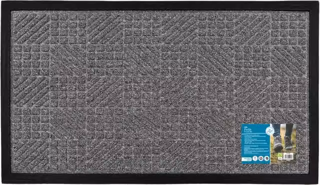 JVL Firth Grey Rubber Brushing Doormat