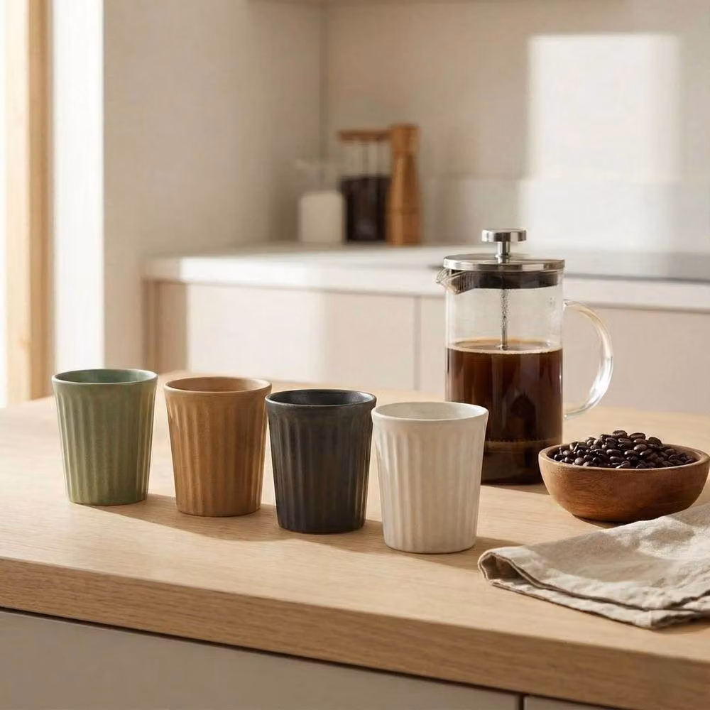 EONLION Set of 8 Ceramic Espresso Mugs, 150 ml, Multicolour – 3