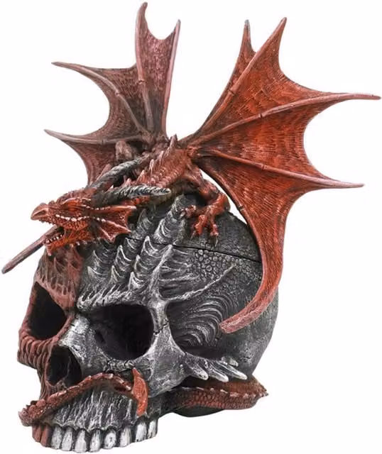 Spiral Direct Ltd Serpent Infection Dragon Skull Tabletop Ornament, Multicolor and Red