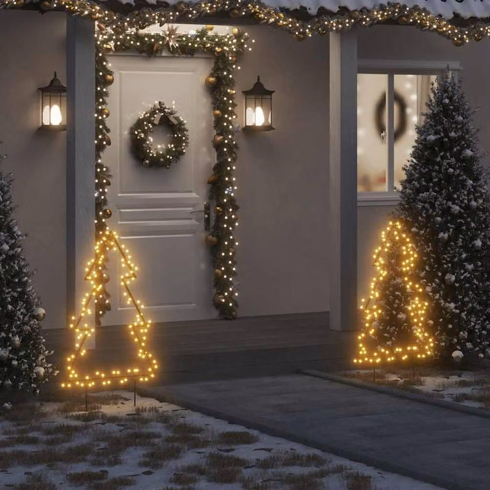 Berkfield Home Warm White LED Christmas Tree Decoration with Spikes, Black, Height: 90 cm – 2
