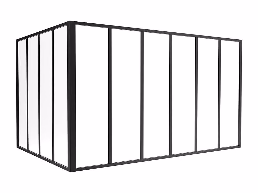 Vente-unique Corner Studio Glass Panelling in Powder-Coated Aluminium, Black, W: 120 cm, L: 180 cm – 2
