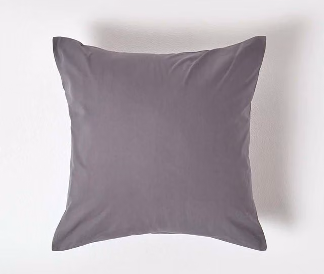 Homescapes Egyptian Cotton Percale Pillowcase with Zip, Grey, W/D/H: 40 x 40 x 0 cm, 200 TC – 1