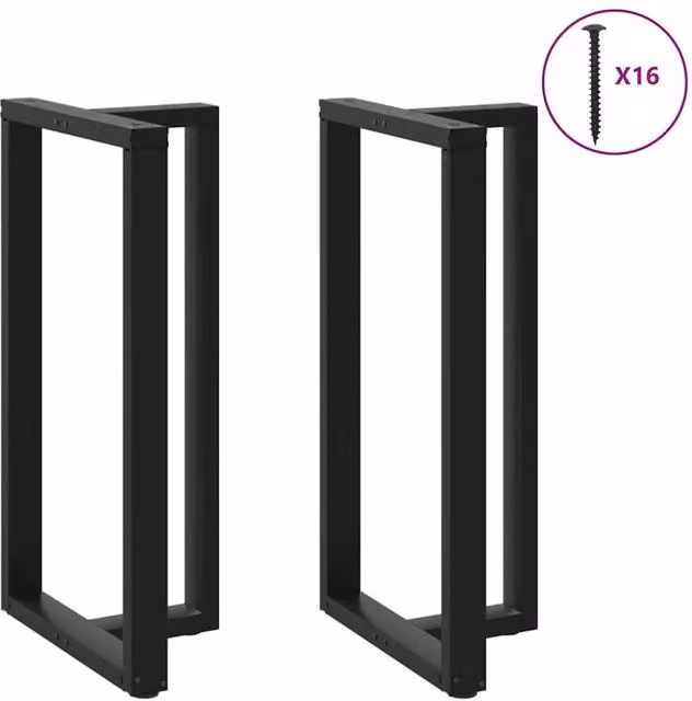 Berkfield Home Modern T-Shaped Bar Table Legs, 2 Pieces, Black Steel, W: 60 cm, D: 35 cm, H: 110-111 cm