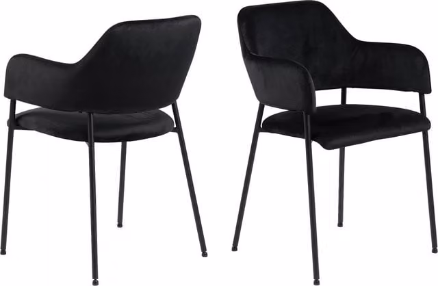 Furniture To Go Lima Dining Chairs with Armrests in Black, Set of 2