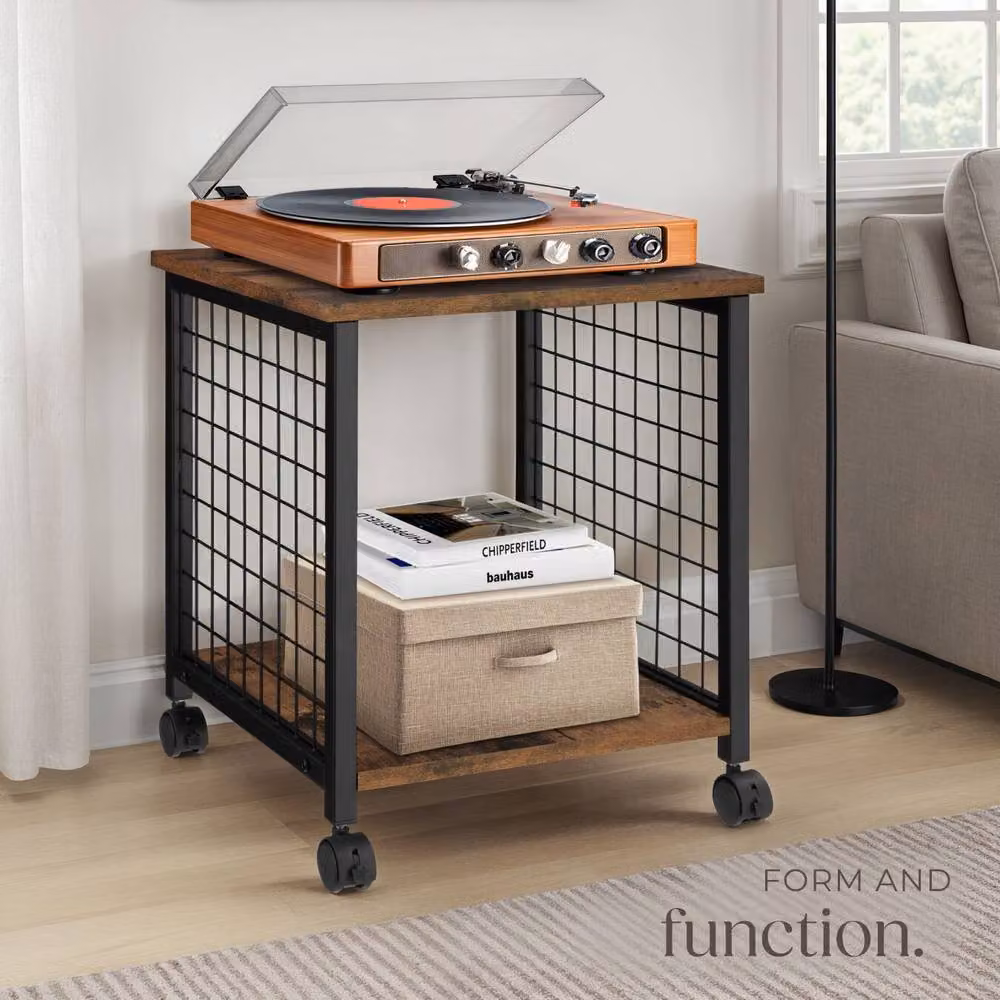 tectake Gary Industrial Bedside Table in Dark Brown and Black – 7