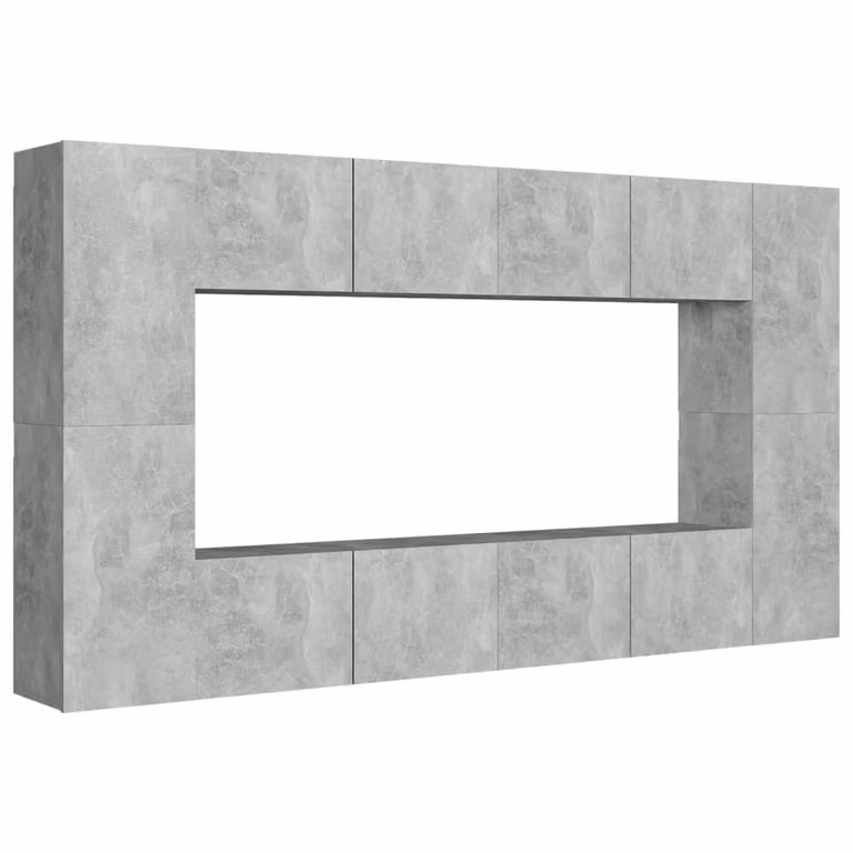 Berkfield Home 8 Piece Modern TV Cabinet Set in Concrete Grey Matt MDF