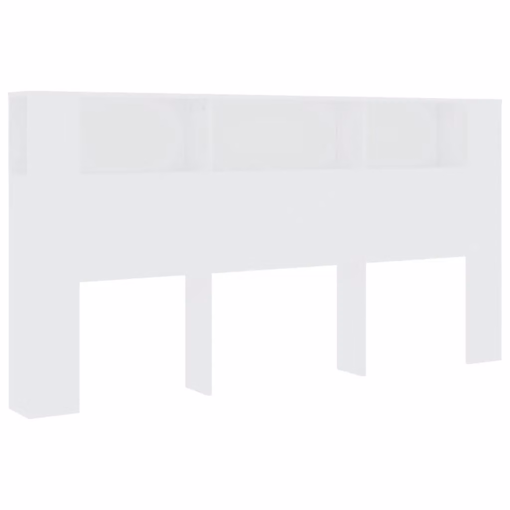 Berkfield Home Headboard Cabinet in White, W: 200 cm, D: 18.5 cm, H: 104.5 cm – 2