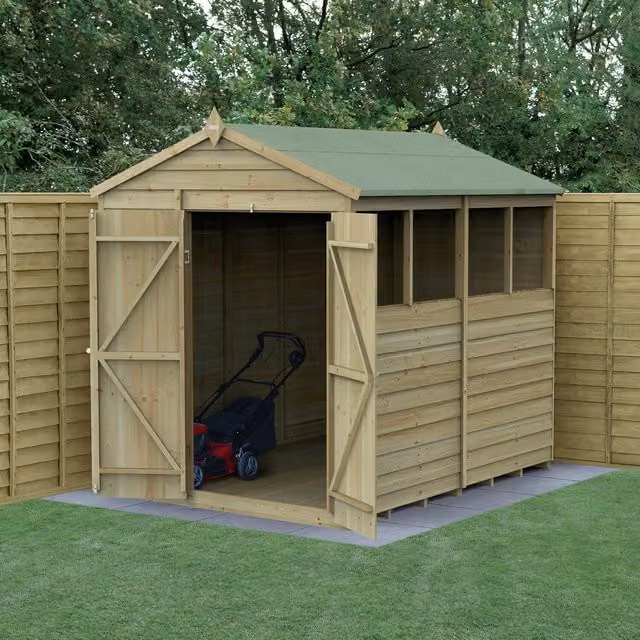 Forest Garden Apex Wooden Garden Shed with Floor and Gable Roof in Brown