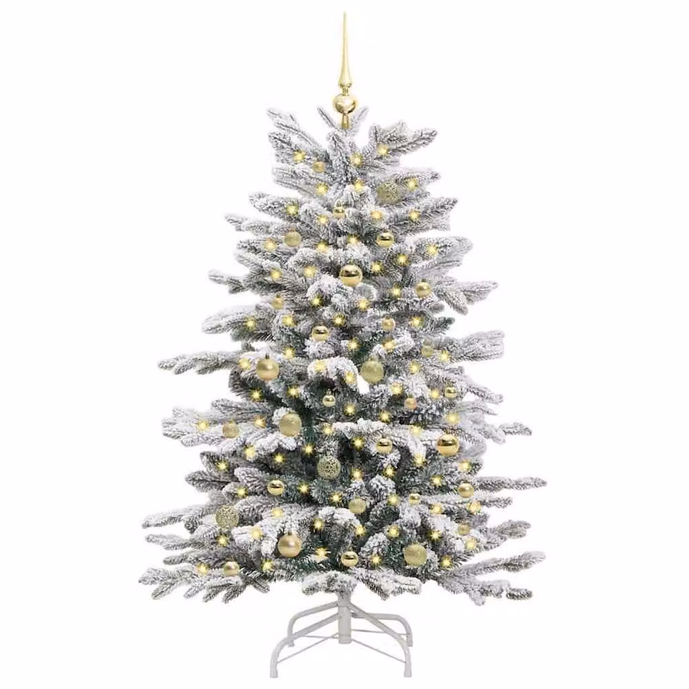 Berkfield Home Artificial Hinged Christmas Tree in White, Height: 150 cm – 3