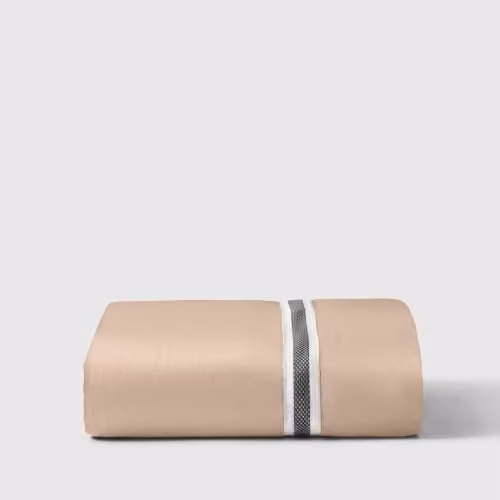 Bedable Mako Satin 460 Thread Count Cotton Deep Fitted Sheet, Beige, W/D/H: 180 x 200 x 36 cm