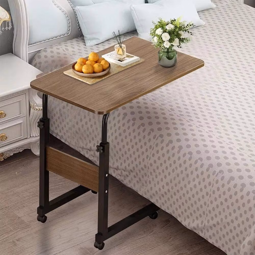 FORGEVIO Height Adjustable Mobile Over Bed Table in Brown – 2