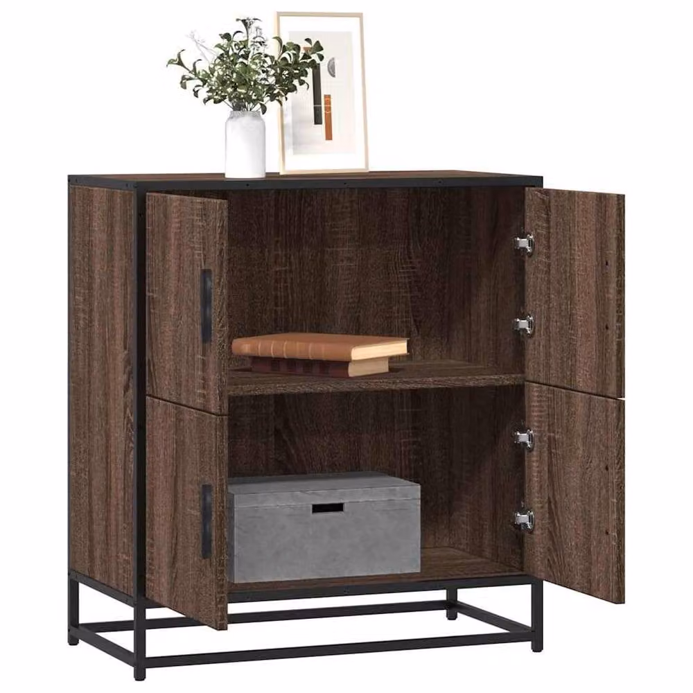 Berkfield Home Brown Oak Industrial Sideboard, W: 68 cm, D: 35 cm, H: 76 cm – 2