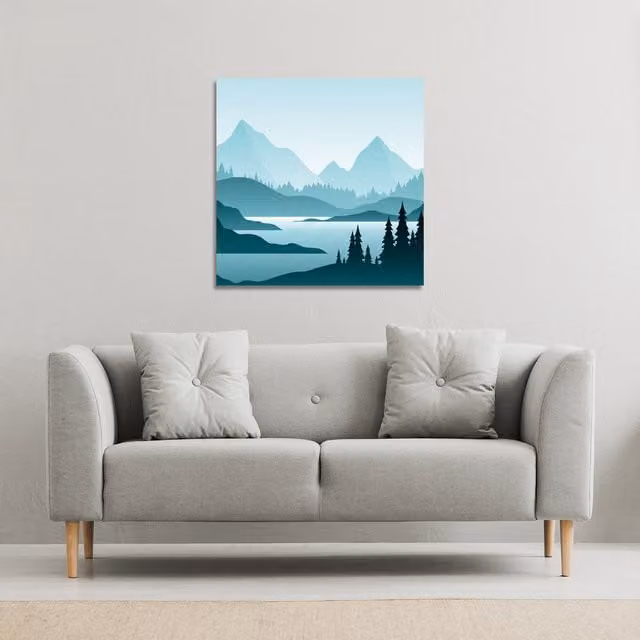 Benjamin Tate Design LTD Abstract Mountain Landscape Canvas Print, Blue, 46 cm