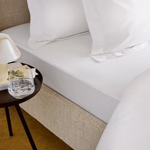 Christy Premium Mako Satin Double Fitted Sheet in White, 500 Thread Count, W/D/H: 140 x 190 cm – 2