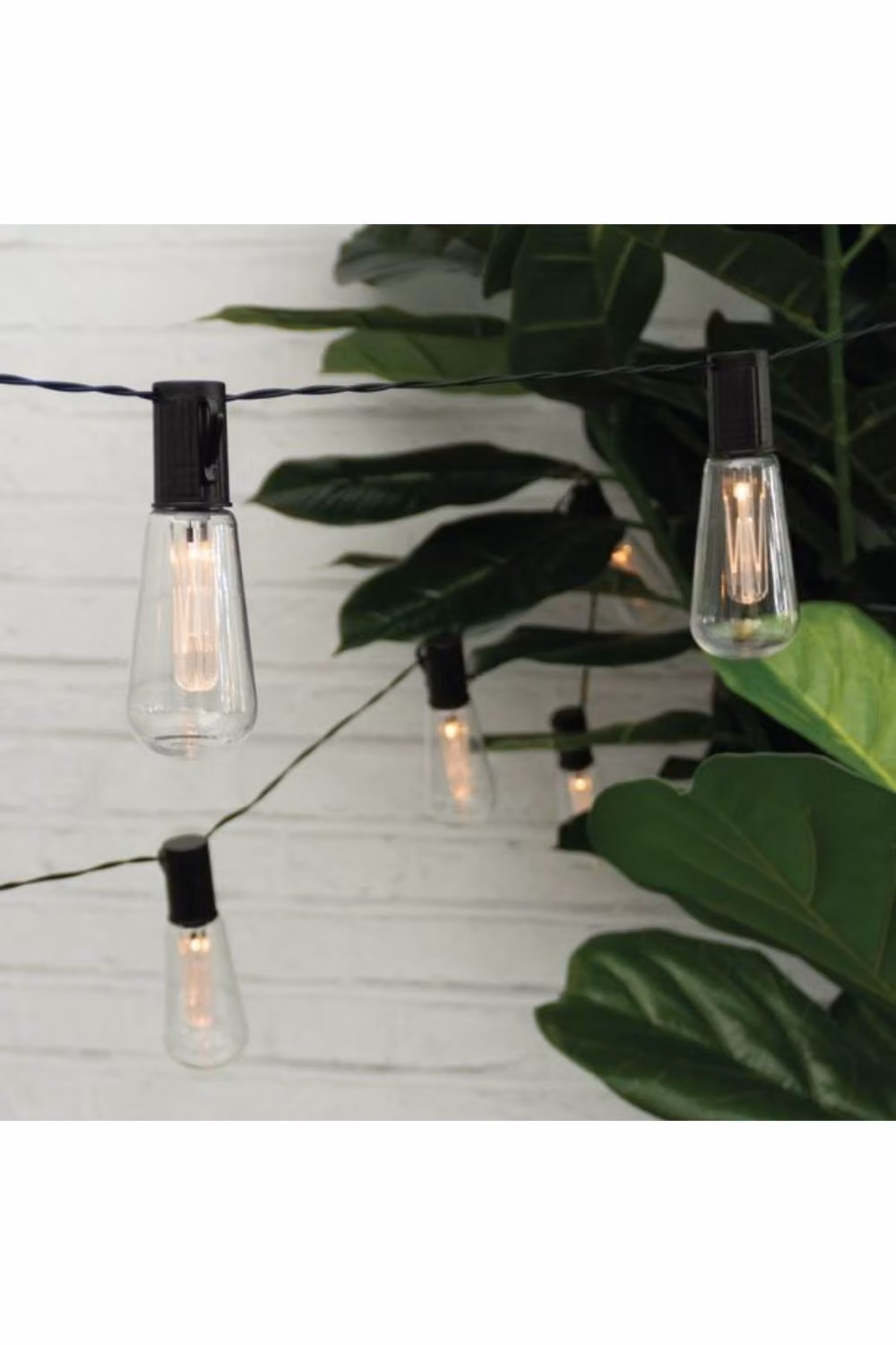 KDMD Solar LED String Lights with 10 Transparent Glass Cylinder Bulbs in Warm White, 3.8m – 2