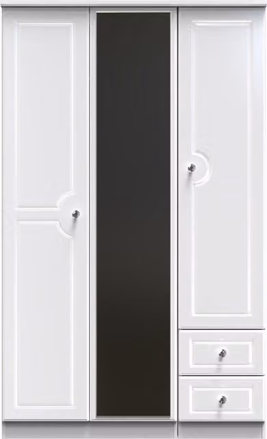Ready Assembled 2 U Stratford Triple Mirror and Drawer Wardrobe in White – 1