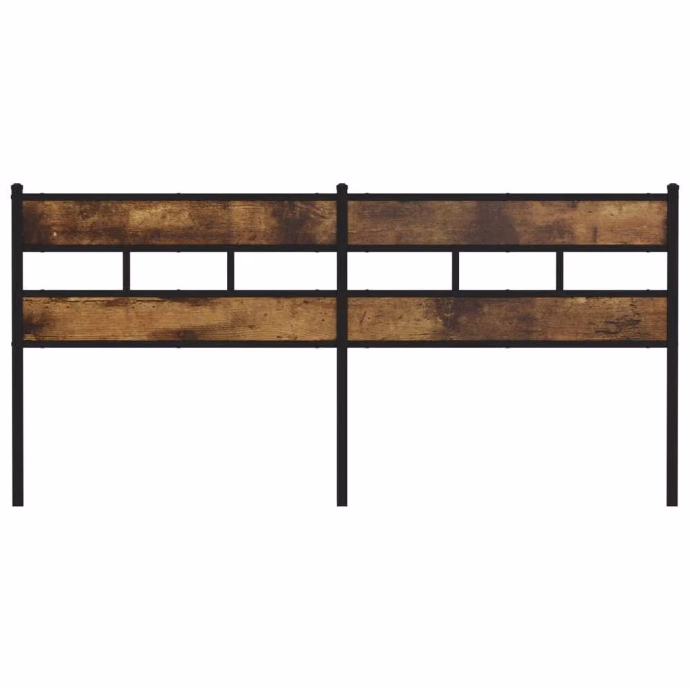 Berkfield Home Smoked Oak Headboard in Brown, Iron and Engineered Wood, Width: 180 cm – 3