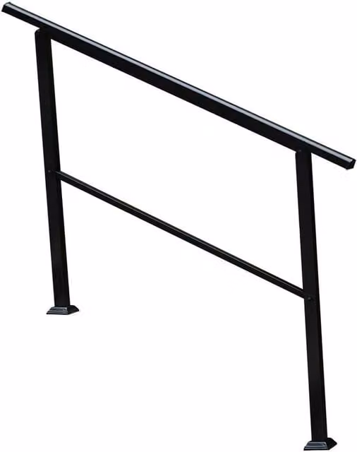 VOGREX Black Steel Outdoor Handrail for 1-4 Steps