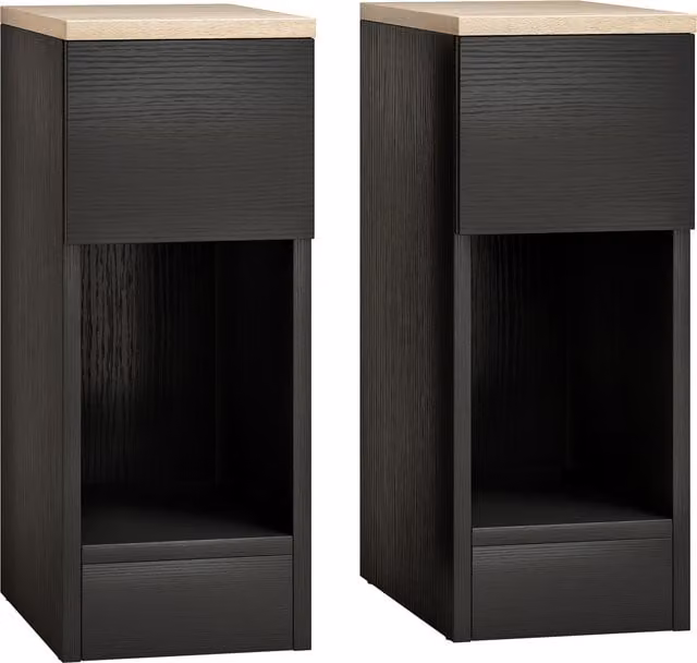 HOMCOM Set of Two Modern Black Bedside Tables – 1