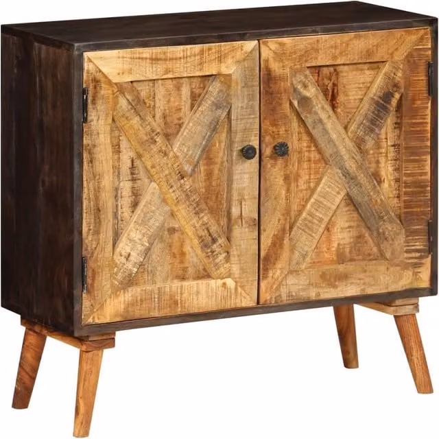 Berkfield Home Rustic Solid Mango Wood Sideboard in Brown, W/D/H: 85 x 30 x 75 cm