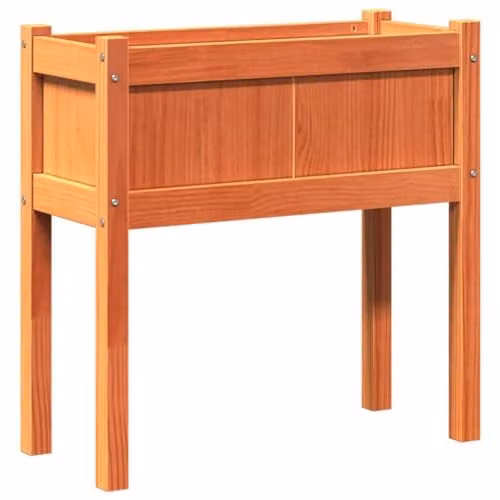 vidaXL Rustic Garden Planter with Legs in Waxed Brown Solid Pine Wood, W/D/H: 70 x 31 x 70 cm