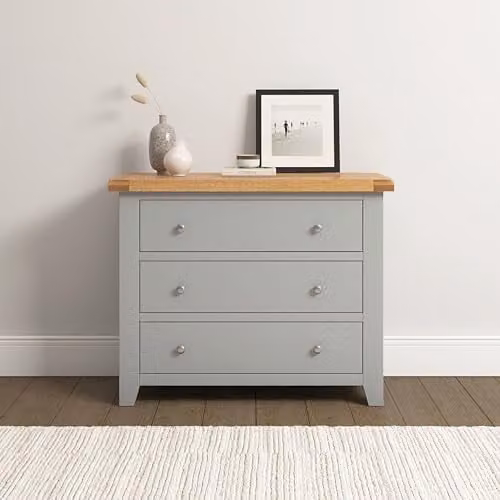 Seconique Windsor 3 Drawer Chest in Grey and Oak, W/D/H: 81 x 40 x 97 cm – 1