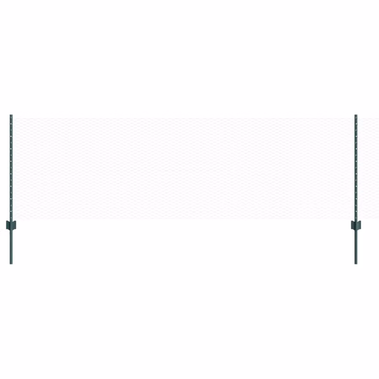 Berkfield Home 11-Piece Green Steel U-Channel Mesh Fence Posts, Height: 80 cm