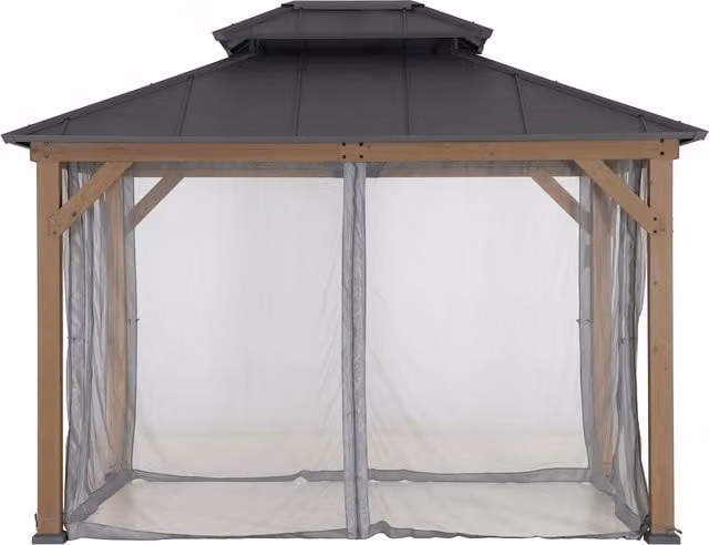 Sunjoy Gazebo Netting Accessories for Cedar Wood Gazebos, Grey, W: 360 cm, D: 300 cm