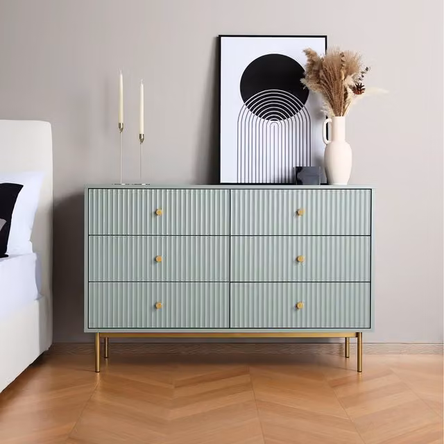 Home Garden Direct Devon Wide 6 Drawer Chest of Drawers in Sage