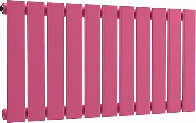 Lux Heat Flat Horizontal Steel Wall Mounted Radiator in Pink, W/H: 77.0 x 40.0 cm