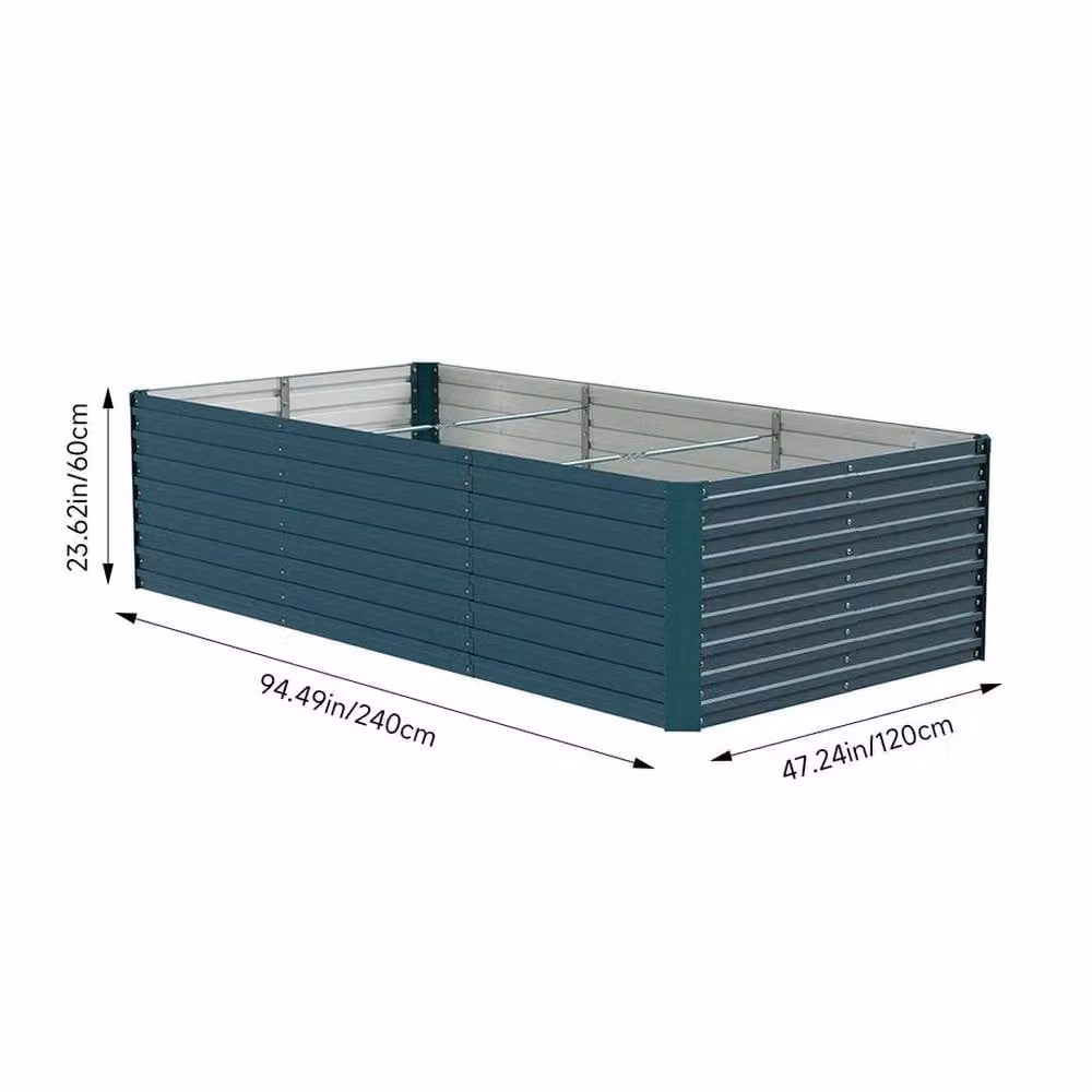 NESTLUNE Galvanised Steel Raised Garden Bed in Petrol Green, W/D/H: 120 x 60 x 120 cm – 2