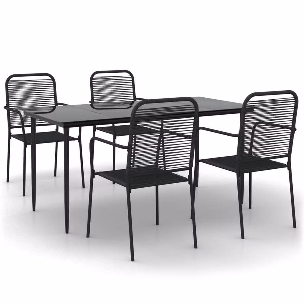 Berkfield Home Elegant 5 Piece Garden Dining Set in Black with Steel and Glass – 2