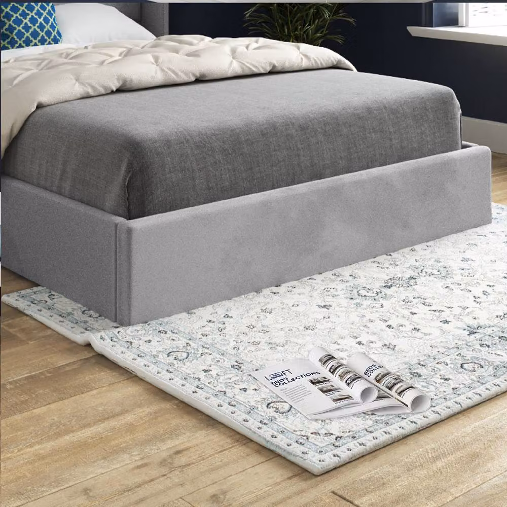 KDMD Stafford Winged Upholstered Designer Bed Frame in Grey Soft Velvet, Size: Single, W/D/H: 90 x 190 cm – 5