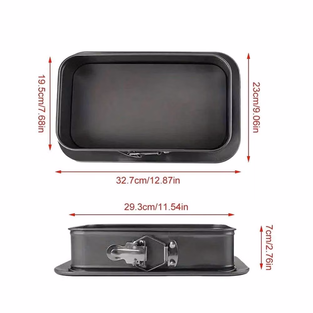 PAWNORA Non-Stick Rectangular Springform Cake Tin with Loose Base, Black, W: 32.7 cm, D: 23 cm, H: 7 cm – 2