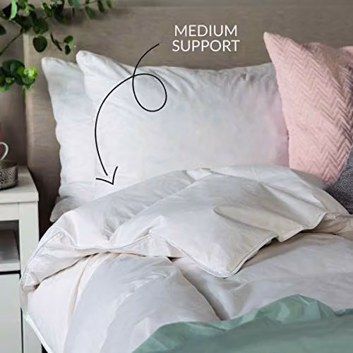 Snuggledown 4 Pack White Duck Feather and Down Pillows with Medium Support and Cotton Cover, W/H: 48 x 74 cm – 2