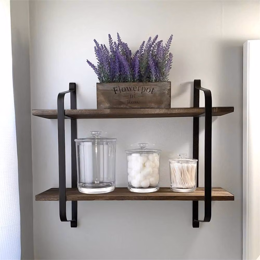 NESTLUNE Brown Floating Wall Mounted Display Storage Rack, W: 100 cm, D: 15 cm – 4