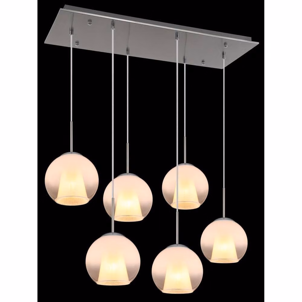 Netlighting Barry Cluster Pendant Ceiling Light in Grey and Silver with 6x E27 Sockets – 3