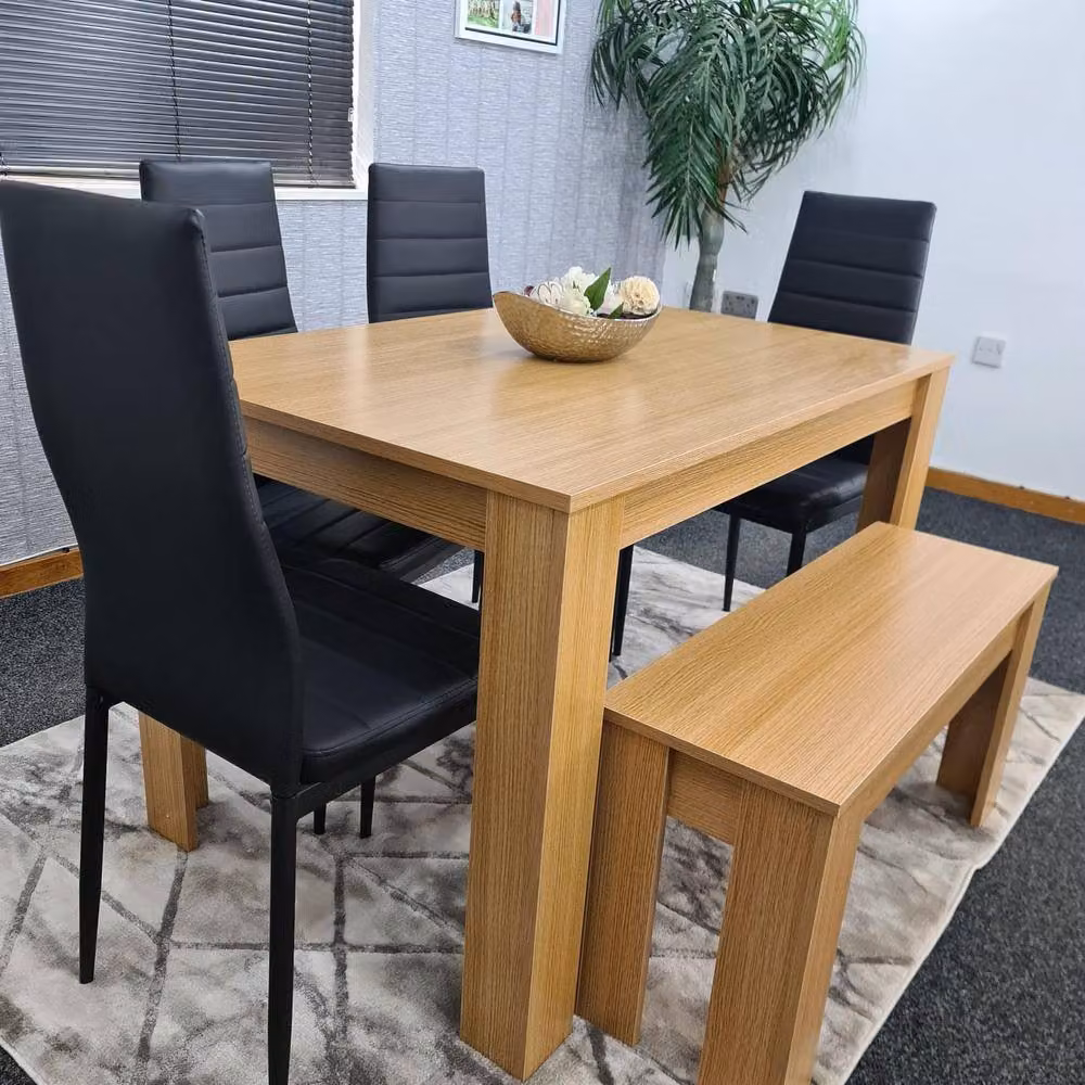 KOSY KOALA 6 Seater Modern Dining Table Set with 4 Chairs and Bench in Brown and Black – 2