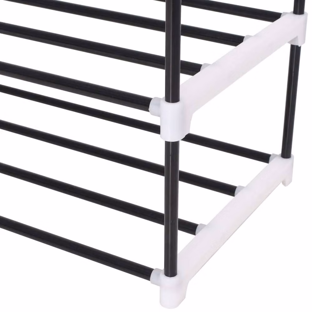 Berkfield Home 7-Shelf Freestanding Shoe Rack in Black Metal and Plastic – 4
