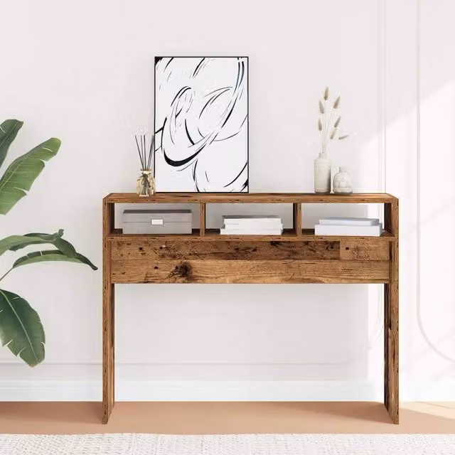 Berkfield Home Rustic Brown Engineered Wood Console Table, W/D/H: 105 x 30 x 80 cm – 1