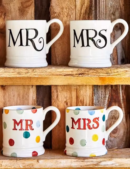 Emma Bridgewater Mr & Mrs Polka Dot Ceramic Mugs, Set of 2, Multicolour