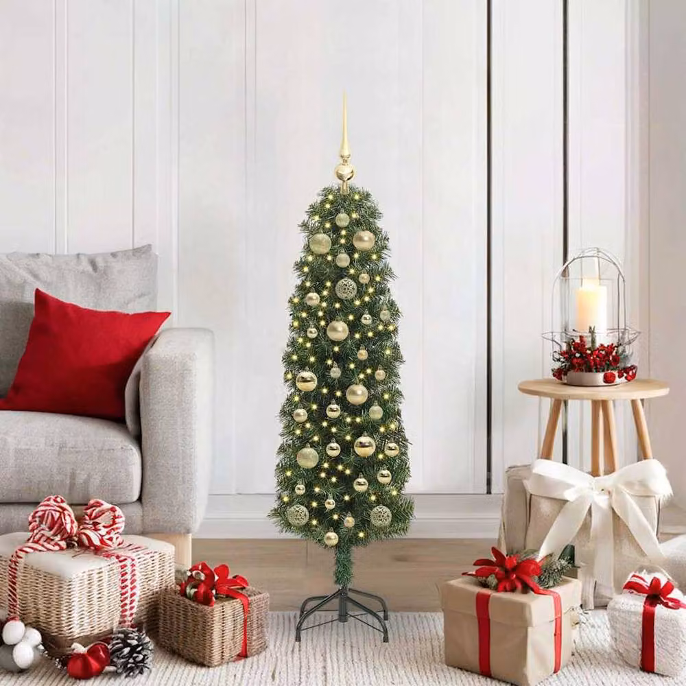 Berkfield Home Artificial Christmas Tree with 150 LEDs and Stand, Green, H 120 cm x W 38 cm x D 38 cm – 2