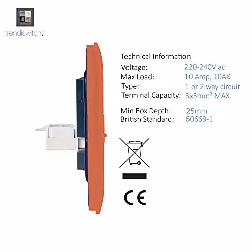Trendi Switch Combination Flush Wall Mounted TV Co-axial and RJ45 Cat 5e Ethernet Sockets in Copper – 3