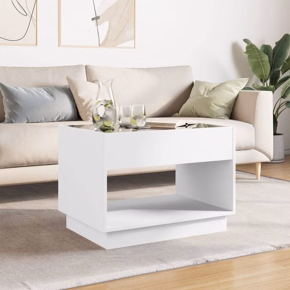 Berkfield Home Infinity LED Coffee Table in White, W/D/H: 70 x 50 x 50 cm – 1