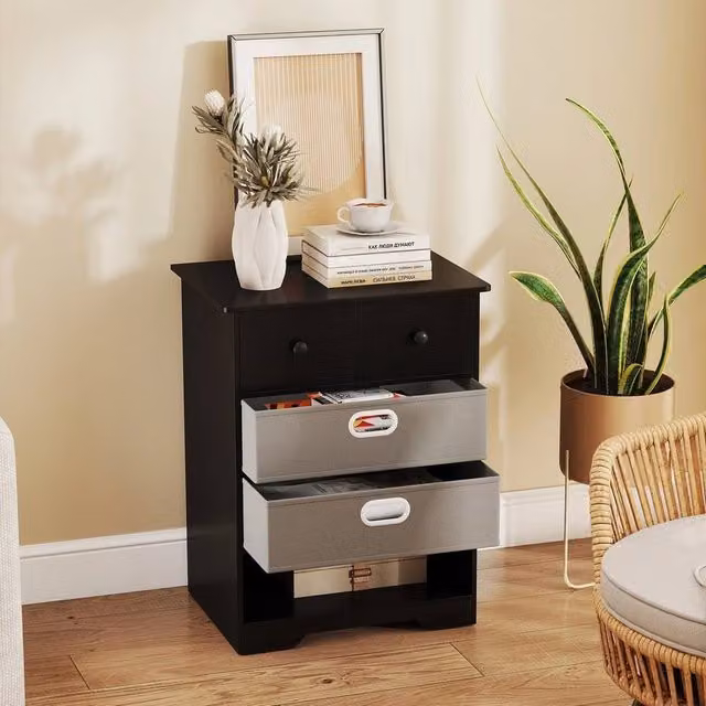 KORVIXA Modern 4-Drawer Chest Storage Organizer in Black