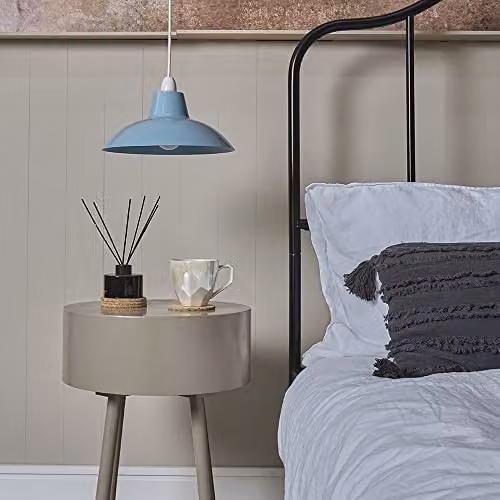 MiniSun Retro Style Gloss Blue Metal Dome Ceiling Light Shade, Shade Width: 28.8 cm – 2