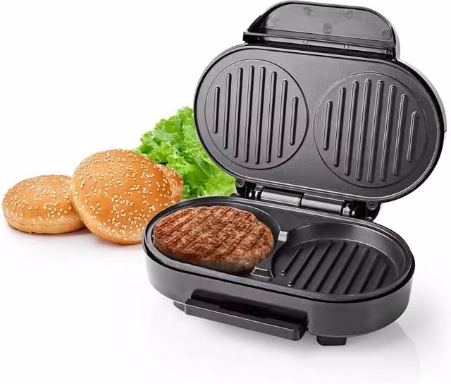 Nedis Dual Burger Maker in Black